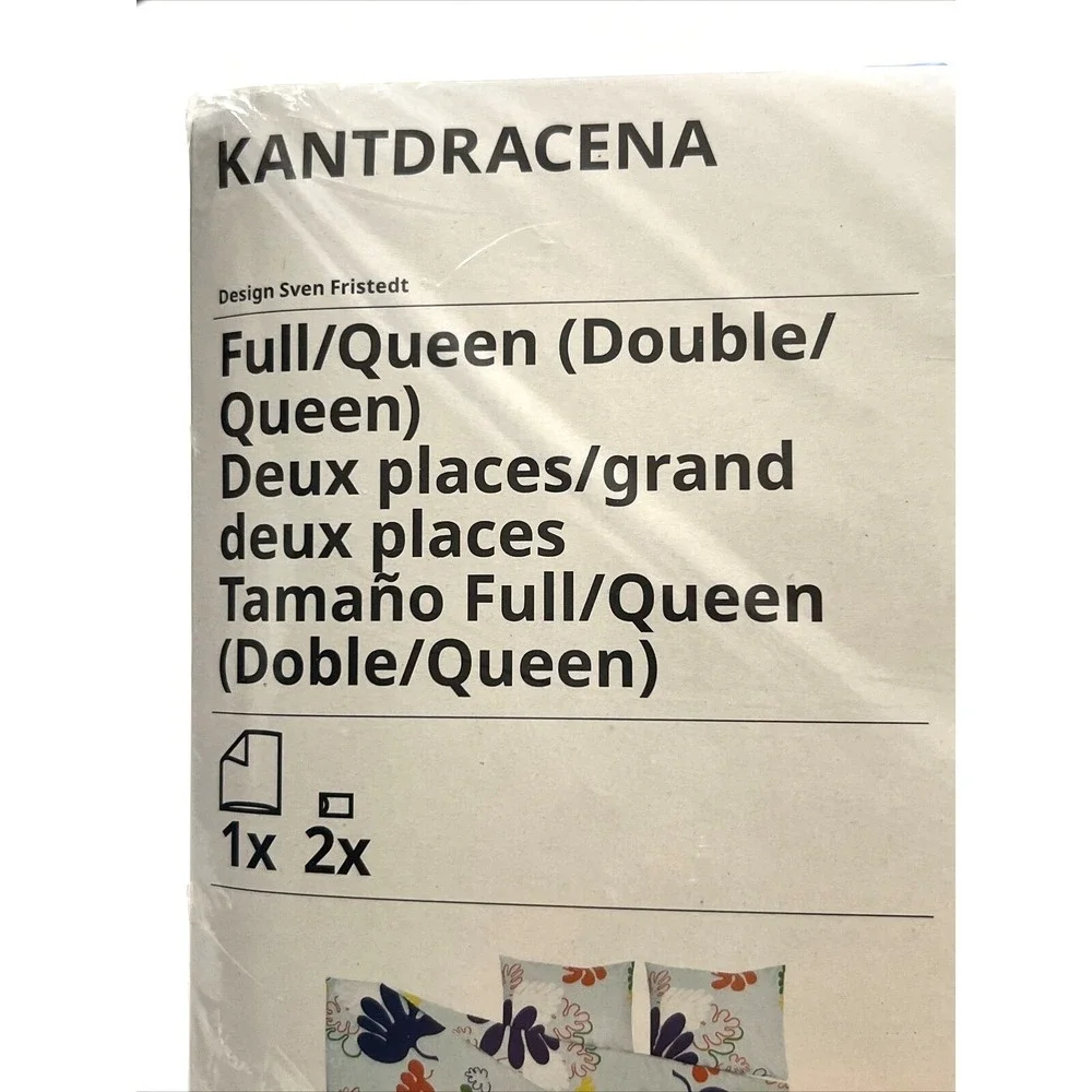 Ikea KANTDRACENA Full/Queen Duvet Cover + 2 Pillowcases Bed Set Multicolor NEW